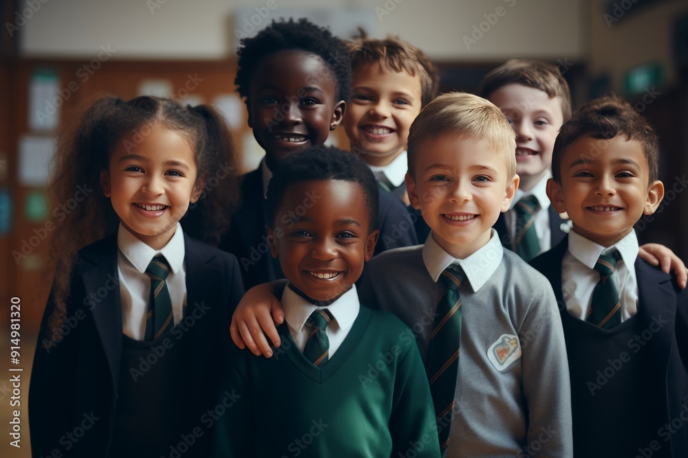 Diverse Group of Smiling Schoolchildren in Uniform Diverse Group of Smiling Schoolchildren in Uniform