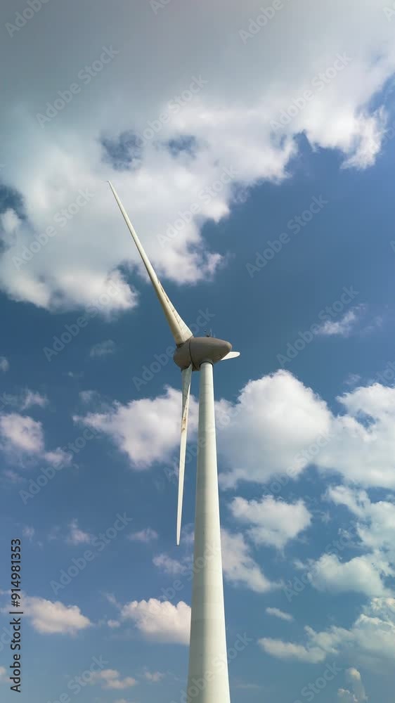 A striking windmill turbine stands tall against a clear blue sky, symbolizing the Netherlands strong commitment to green energy and sustainability in the ongoing efforts of the energy transition A striking windmill turbine stands tall against a clear blue sky, symbolizing the Netherlands strong commitment to green energy and sustainability in the ongoing efforts of the energy transition