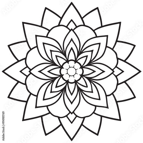 Blossom Mandala Shape. Circular pattern in form of mandala, tattoo, decoration. Decorative ornament in ethnic oriental style.