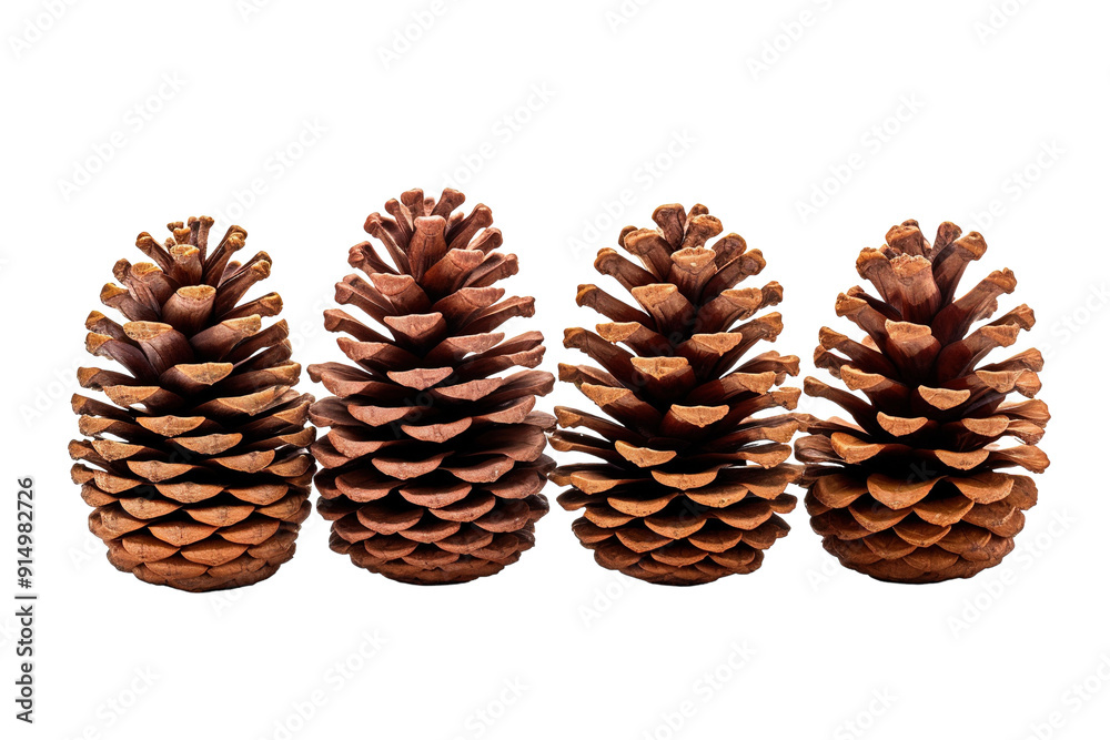 Naturally Beautiful Pine Cones Arranged in a Harmonious Line Against a Plain Background on Transparent PNG Background. Naturally Beautiful Pine Cones Arranged in a Harmonious Line Against a Plain Background on Transparent PNG Background.