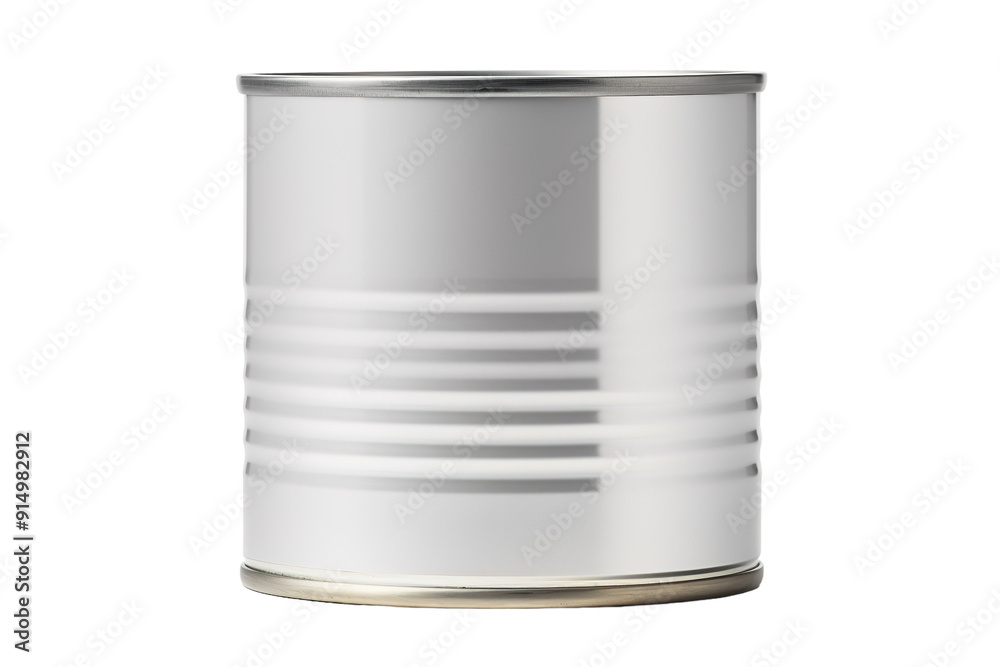 A Simple, Empty Silver Canister Sitting on a Table in Soft Morning Light on Transparent PNG Background. A Simple, Empty Silver Canister Sitting on a Table in Soft Morning Light on Transparent PNG Background.