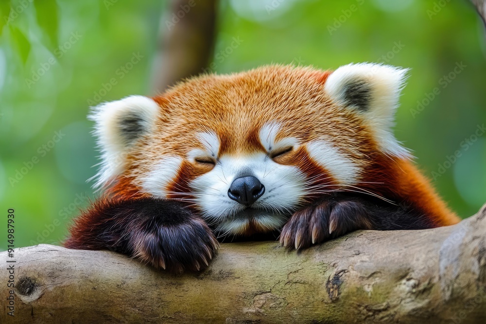 Sleeping Red Panda. Funny cute animal image, ai Sleeping Red Panda. Funny cute animal image, ai