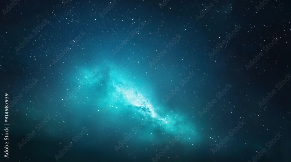 Fototapeta premium Abstract blue nebula with white stars in the night sky