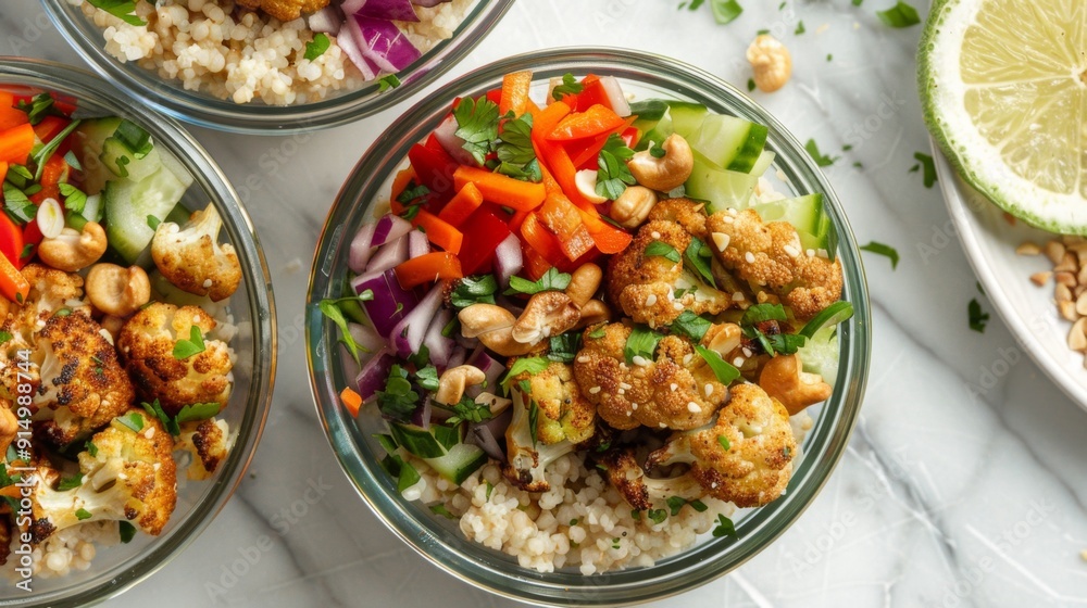 Healthy Vegan Quinoa Salad Bowls with Roasted Cauliflower Healthy Vegan Quinoa Salad Bowls with Roasted Cauliflower