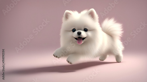 white pomeranian in studio