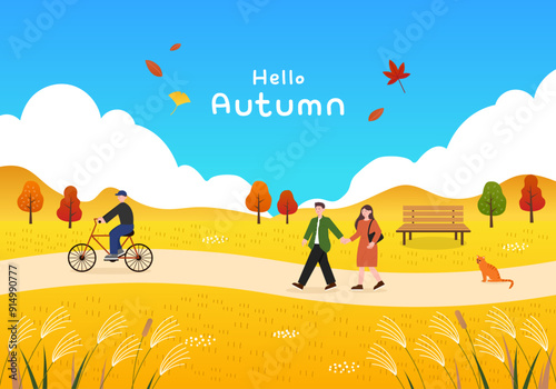 가을 풍경 일러스트 디자인