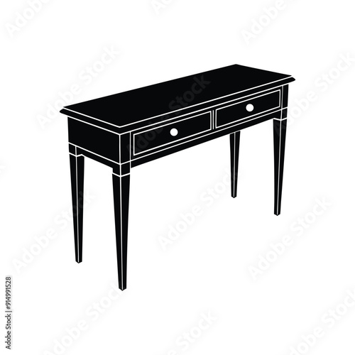 A silhouette of a Console table vector illustration with white background