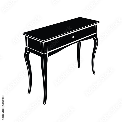 A silhouette of a Console table vector illustration with white background