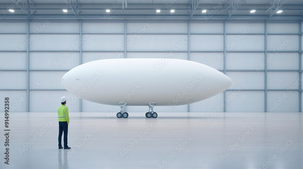 Fototapeta premium Massive airship construction hangar for eco-friendly transport.