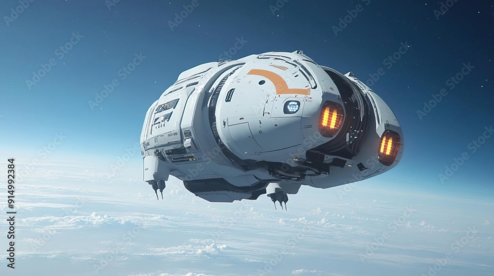 Fototapeta premium Robotic interstellar ark ship construction orbital yard.