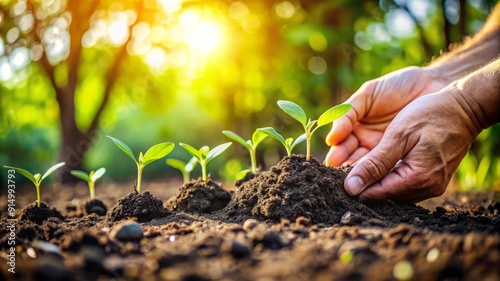 Wallpaper Mural Hand Planting a Seedling in Soil Torontodigital.ca