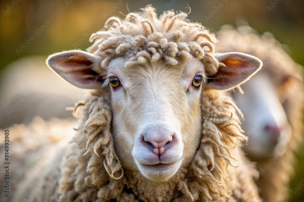 Close Up Portrait of a Sheep with Fluffy Fur. Close Up Portrait of a Sheep with Fluffy Fur.