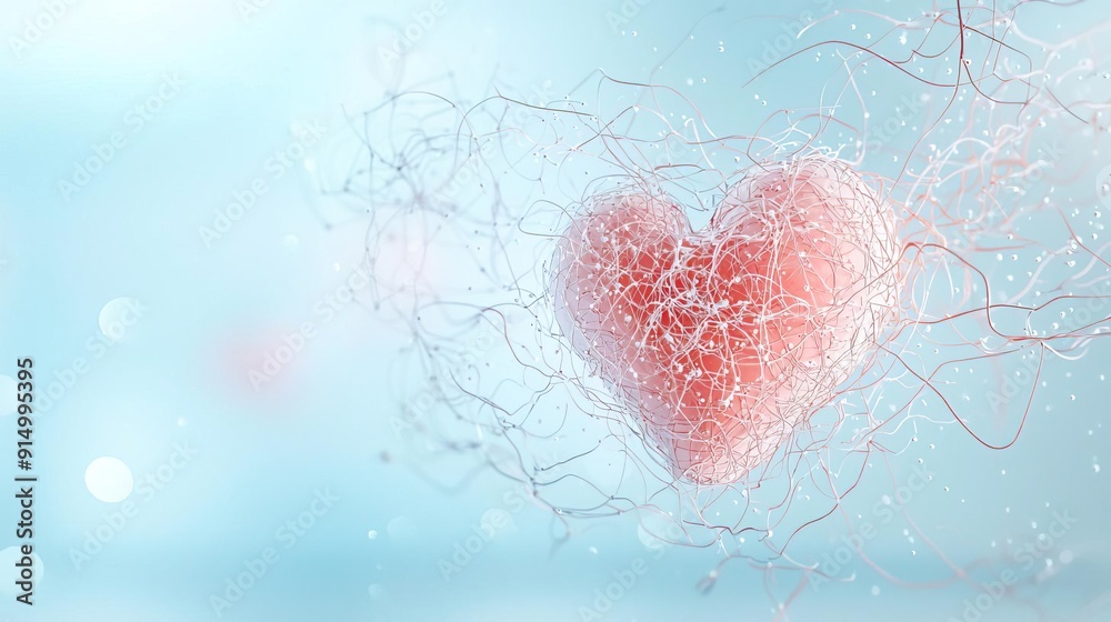 Red heart with delicate network of veins and arteries. Red heart with delicate network of veins and arteries.