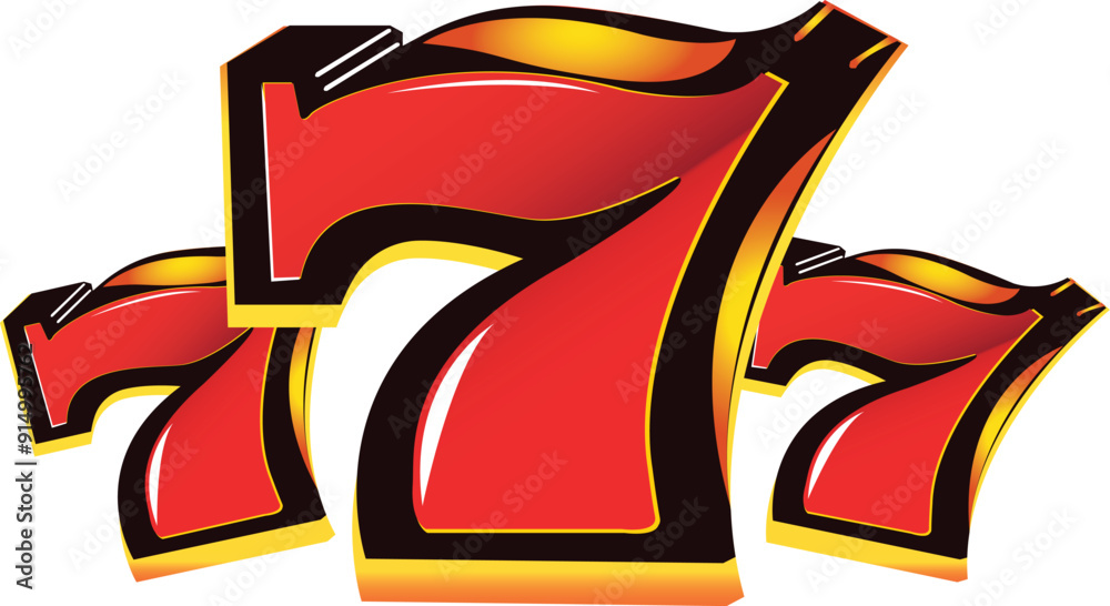 Obraz premium 777logo . Sign with golden letters. Online casino. Vector illustration