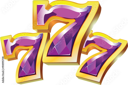  777logo . Sign with golden letters. Online casino. Vector illustration
