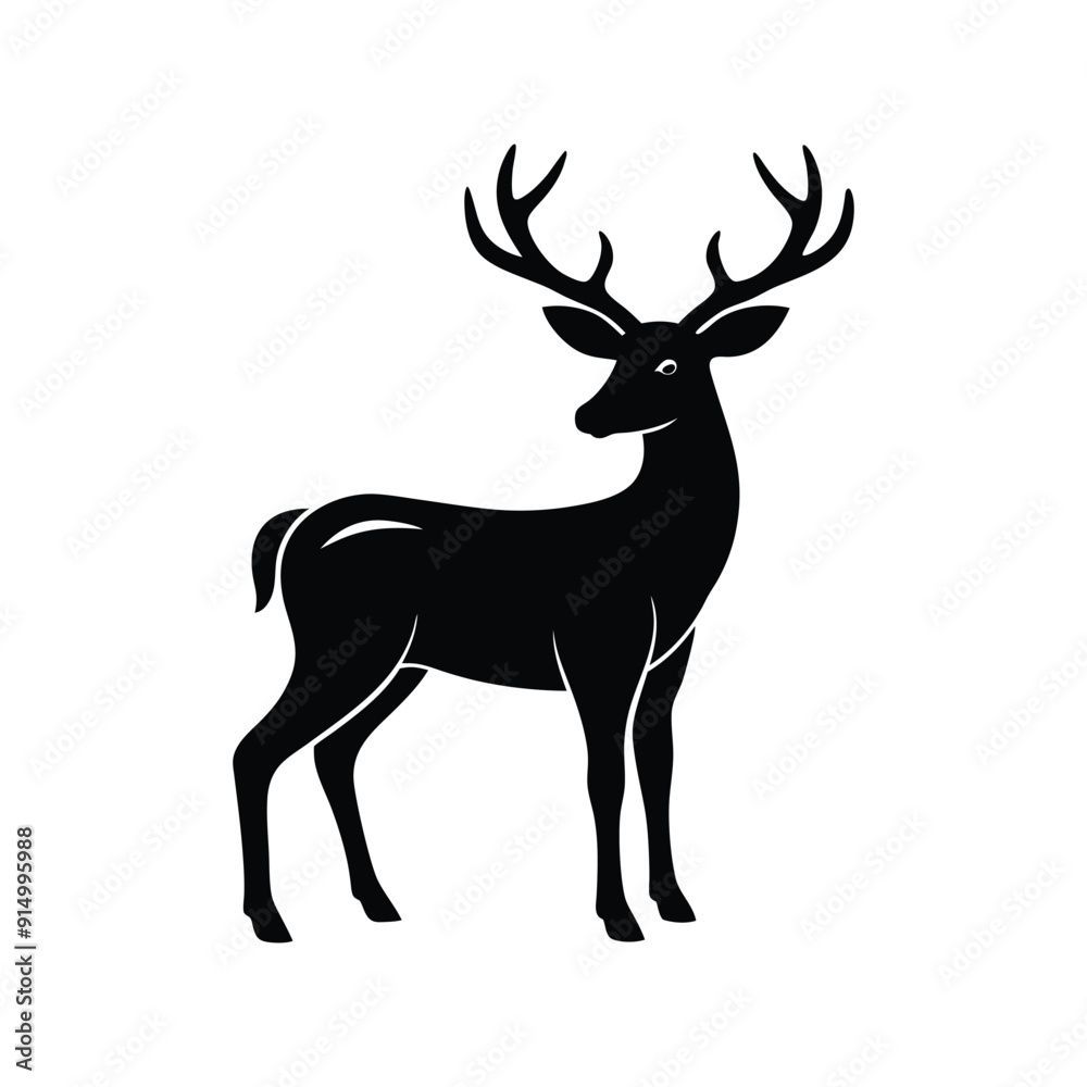 Fototapeta premium A silhouette of a deer vector arts illustration