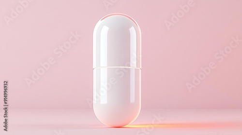 Anti-aging capsule, glowing skin effects, 3D illustration photo