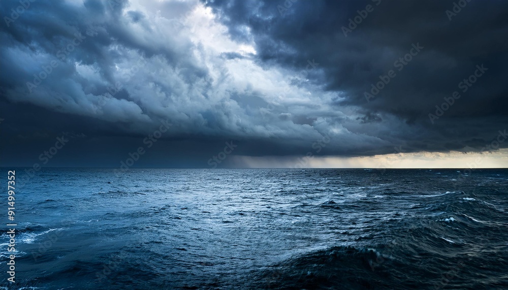 Fototapeta premium Ocean Fury: Storm Clouds Over Shadowed Waters