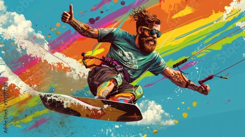 Kitesurfing with a Splash of Color.