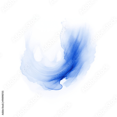 Cobalt watercolor splash on transparent background