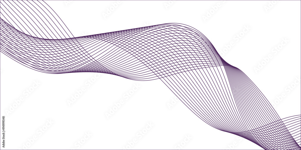 Fototapeta premium Abstract vector line wave graphics on white background. Digital frequency track equalizer. Stylized line art background. banner, template, wallpaper background with wave design.
