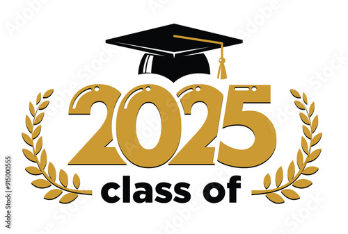 2025 class graduate. The concept of decorate congratulation for school graduates. Design for t-shirt, flyer, invitation, greeting card. Vector on transparent background
