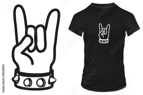 Silhouette of a rock hand gesture with a quote I rock. Vector illustration for tshirt, website, print, clip art, poster and print on demand merchandise.