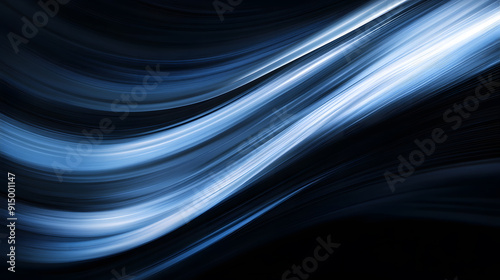 Abstract Flowing Blue Light Waves on Dark Background