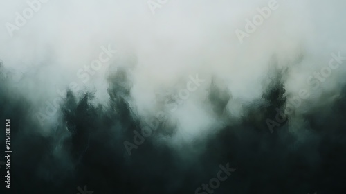 Abstract Forest Scene with Dense Fog and Hazy Atmosphere