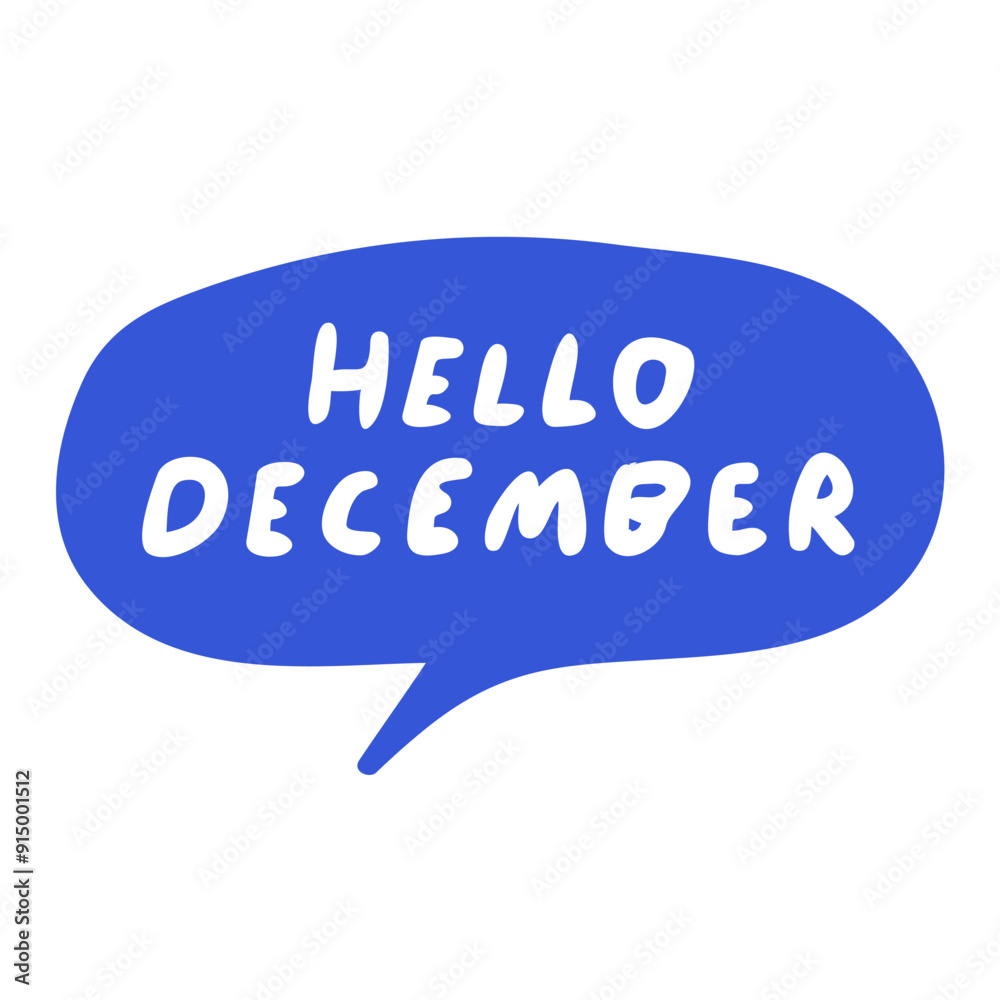 Handwriting phrase - hello December. Vector design. Illustration on white background. 