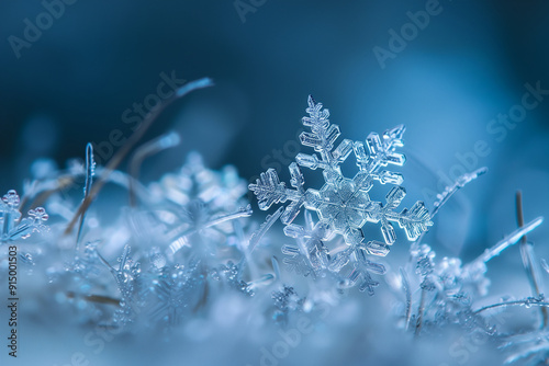 Beautiful snowflake macro view. Generative AI