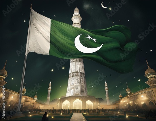 14 August is the day of independence of Pakistan. ai generated