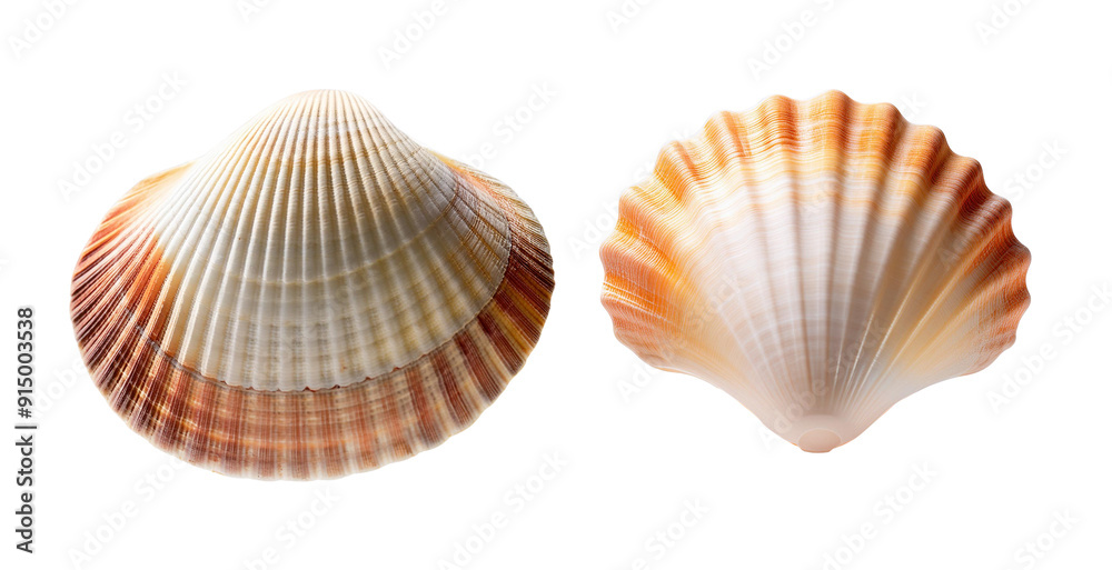 Two beautiful seashells showcasing stunning textures and colors, perfect for beach-themed designs or natural decor. Two beautiful seashells showcasing stunning textures and colors, perfect for beach-themed designs or natural decor.