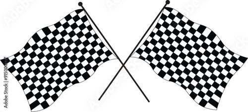 Crossed checkered flags car racing flags formula1 championship vector file 