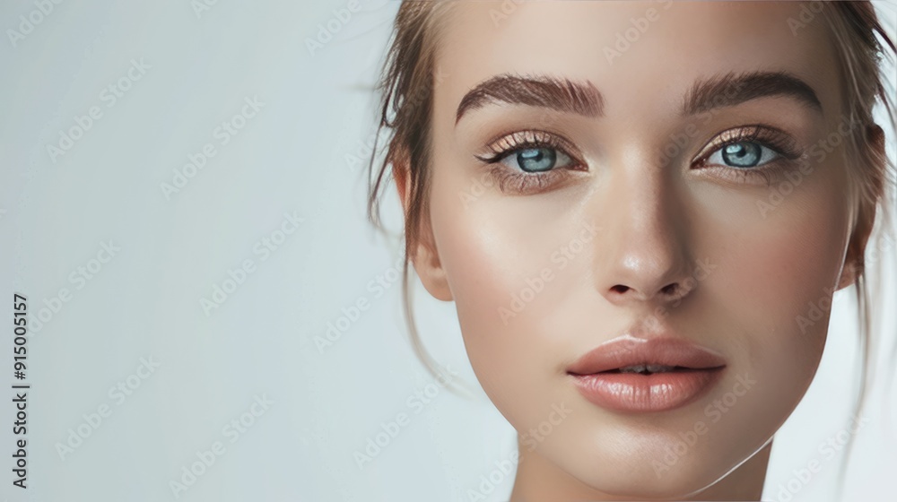 Fototapeta premium Modern Beauty: Woman's Face with Contemporary Style