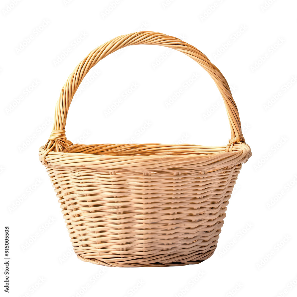 A beautiful woven basket, perfect for storage or decoration, featuring a sturdy handle and natural texture.