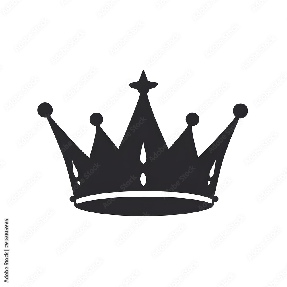 A black silhouette of a crown with a star on top, against a white background A black silhouette of a crown with a star on top, against a white background