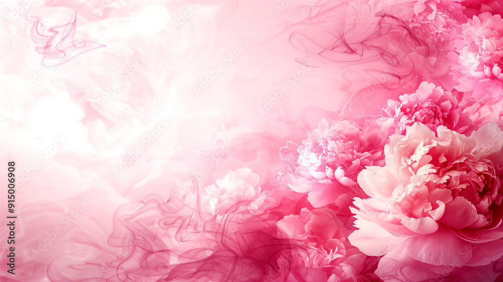A pink background with a bunch of pink flowers. The flowers are arranged in a way that they look like they are floating in the air. Scene is one of beauty and elegance A pink background with a bunch of pink flowers. The flowers are arranged in a way that they look like they are floating in the air. Scene is one of beauty and elegance