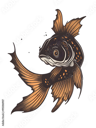 Bristlenose pleco Fish traditional tattoo illustration photo