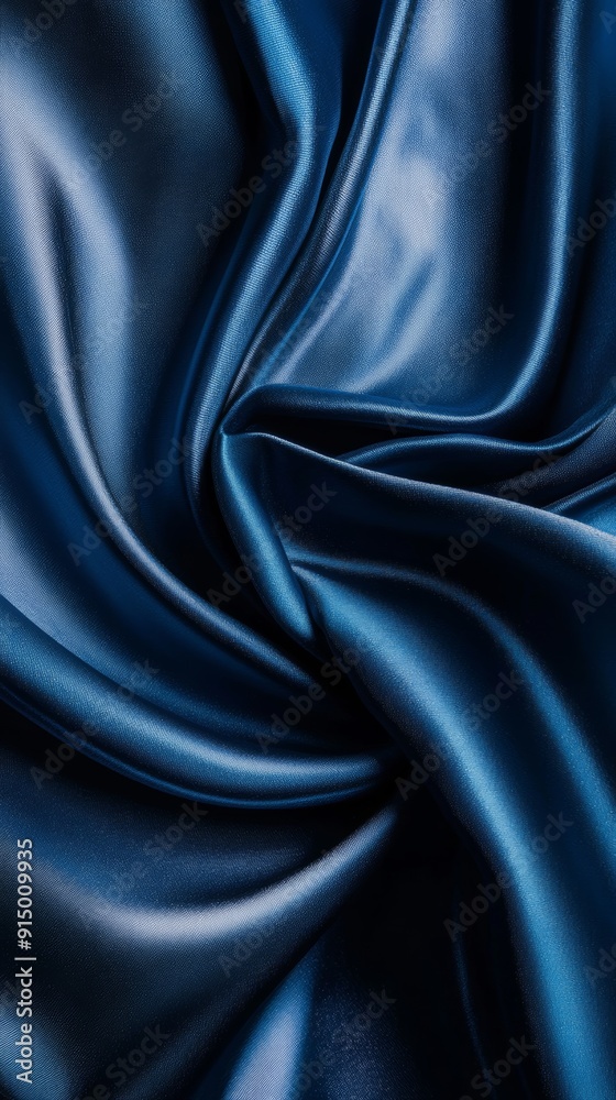 Obraz premium Close-up of blue silk fabric with