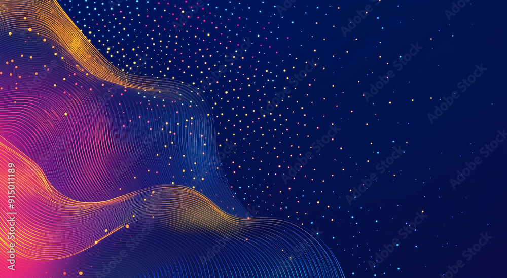 Abstract background with wavy lines dots in red, purple blue colors, Modern vector illustration digital technology, communication futuristic concept for banner design. Abstract background with wavy lines dots in red, purple blue colors, Modern vector illustration digital technology, communication futuristic concept for banner design.