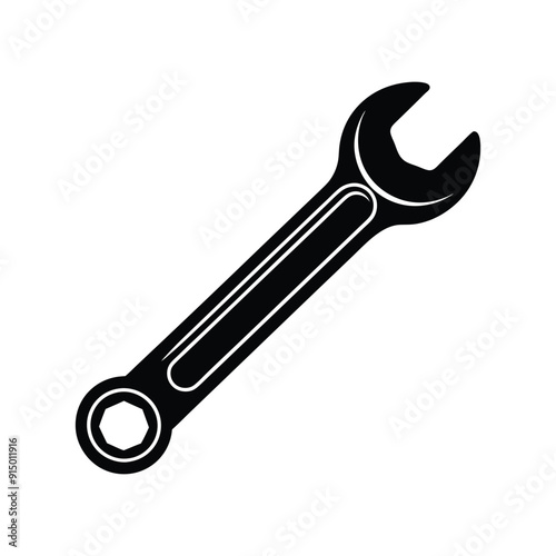 a silhouette of a wrench vector art illustration 