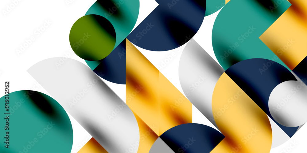Tech minimal circular shapes geometric art. Vector modern circles