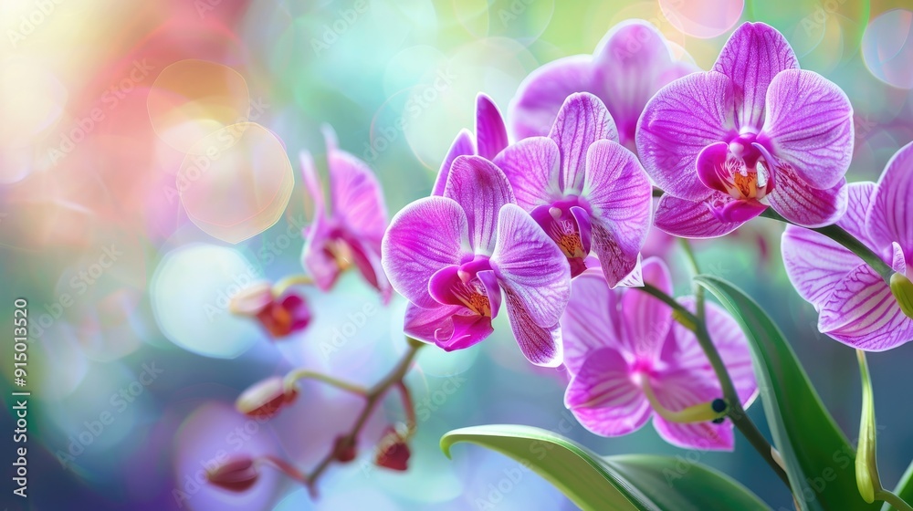 Pink Orchids in Bloom with Bokeh Background Pink Orchids in Bloom with Bokeh Background