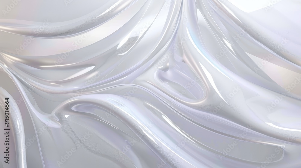 Fototapeta premium A shiny, white surface exhibits flowing, wave-like patterns illuminated in daylight