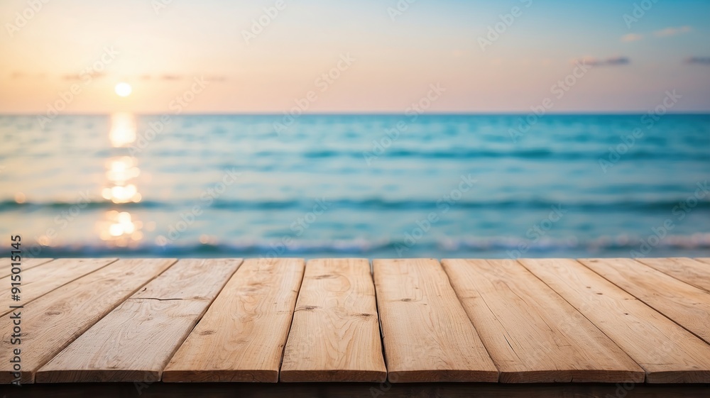 Empty Wooden Table Overlooking Summer Empty Wooden Table Overlooking Summer