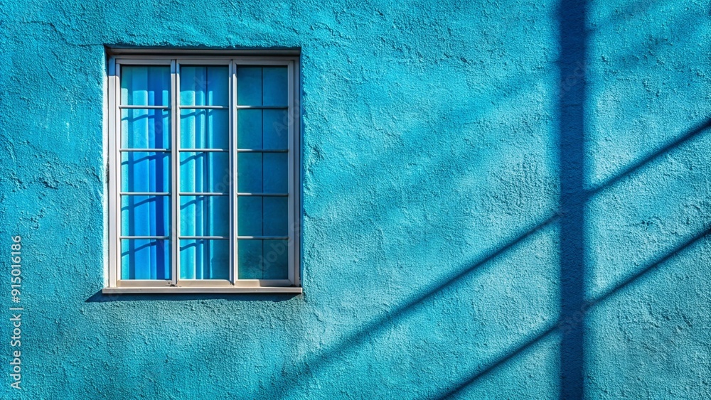 Fototapeta premium Aesthetic window shadow blue on texture background 