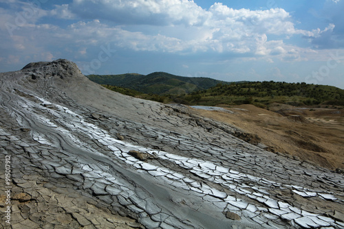 Mud volcano in Berca Mud Volcanoes area in Romania photo