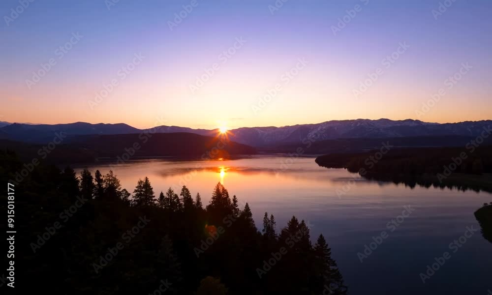 Sunrise Over a Tranquil Lake