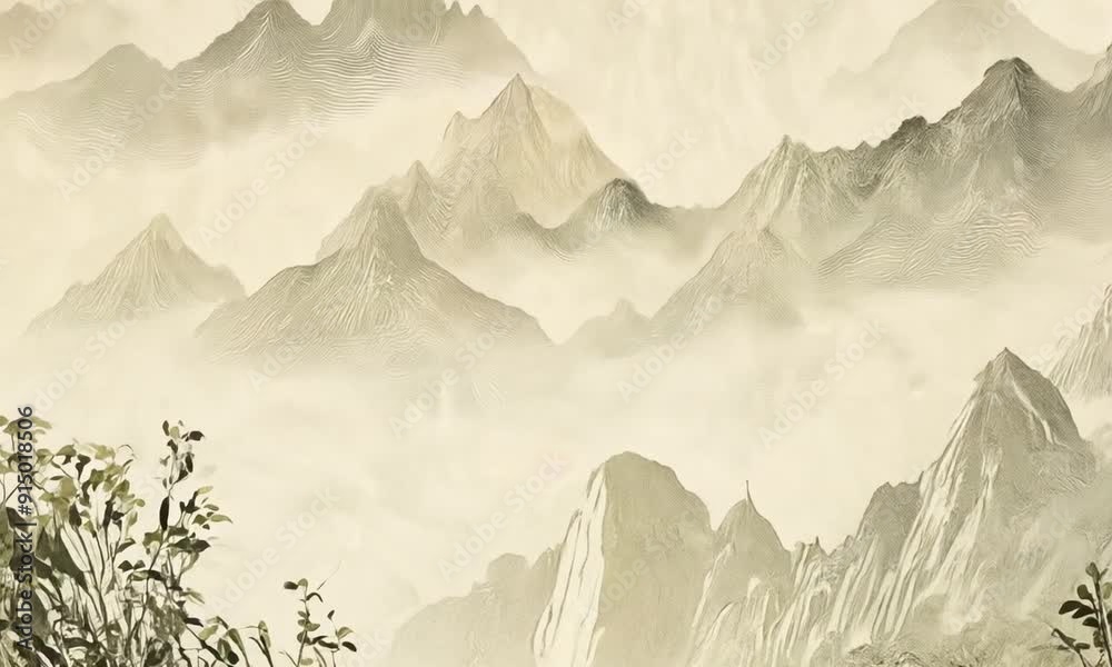 Peaceful Mountain Lake in the Mist